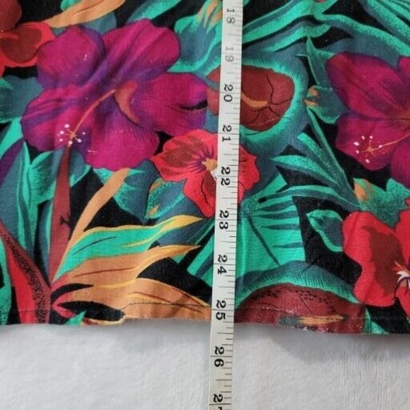 VTG Teddi Sport Women’s Hawaiian Floral Button Up Shirt LG Tropical Blouse 80’s - Picture 8 of 10